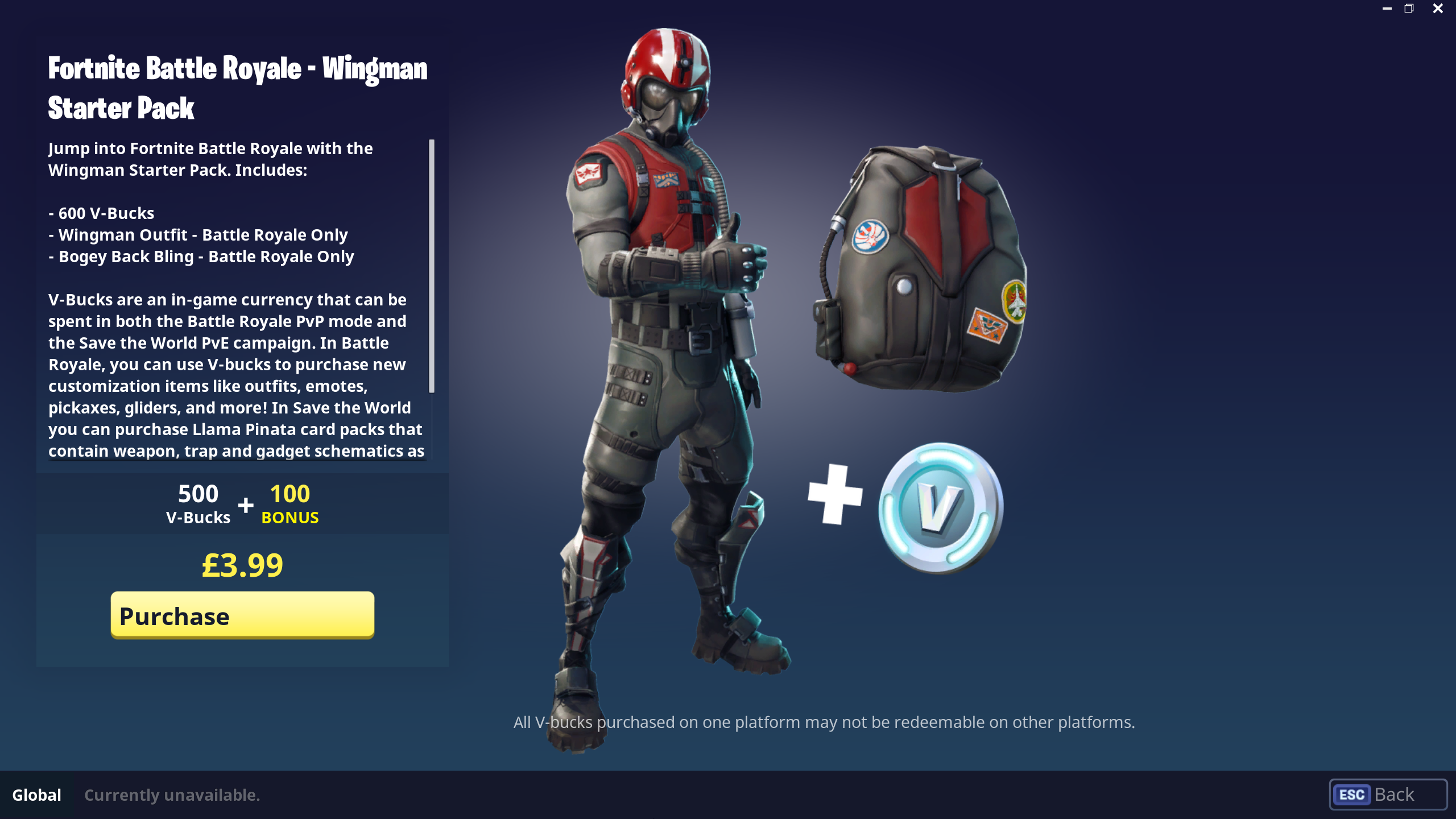 the bundle is available for 4 99 the same price as the original starter pack it s a new red tinted skin and it looks a bit like a fighter pilot - fortnite pilot skin