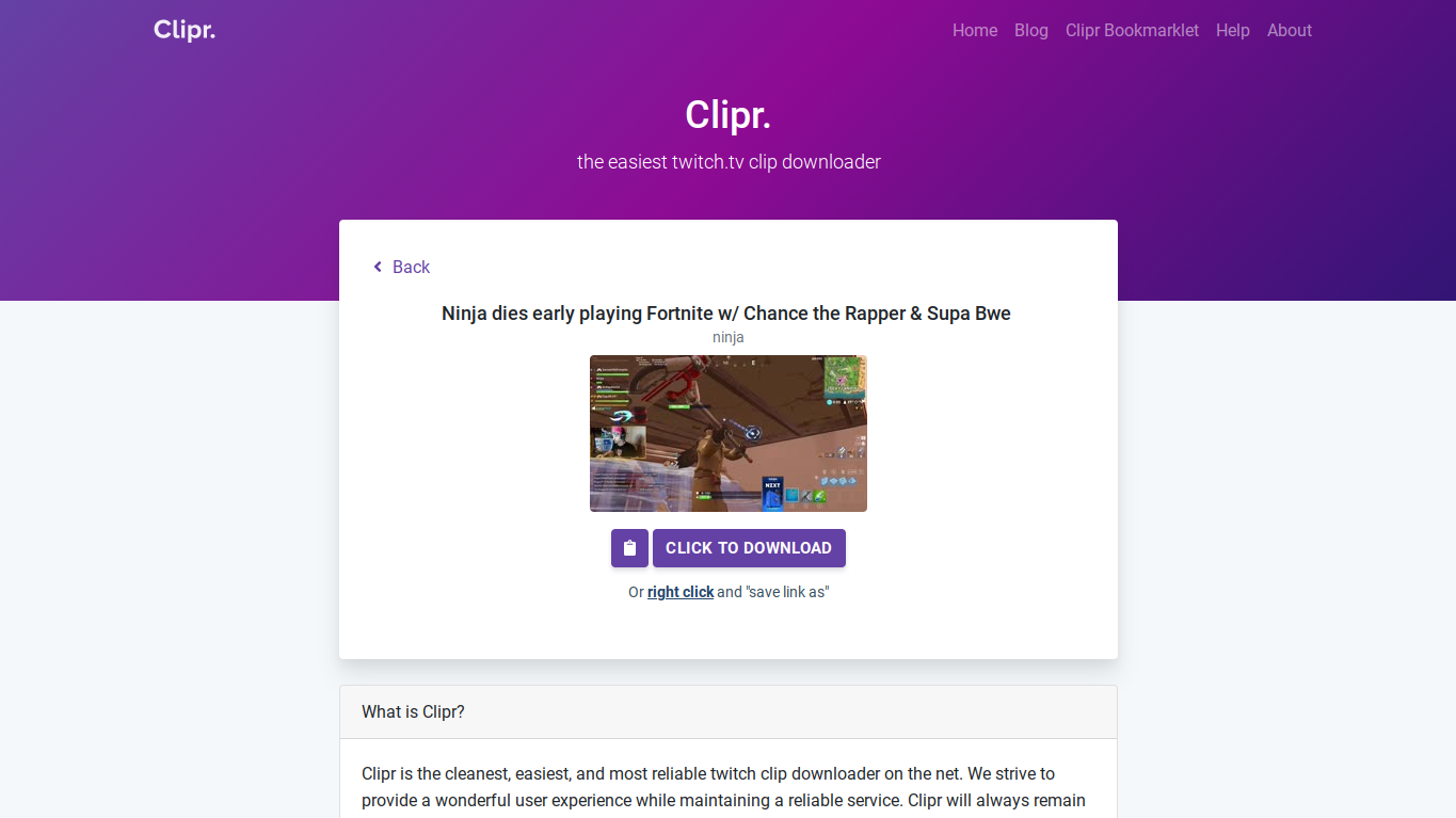 How To Download Twitch Clips - screengrab via clipr