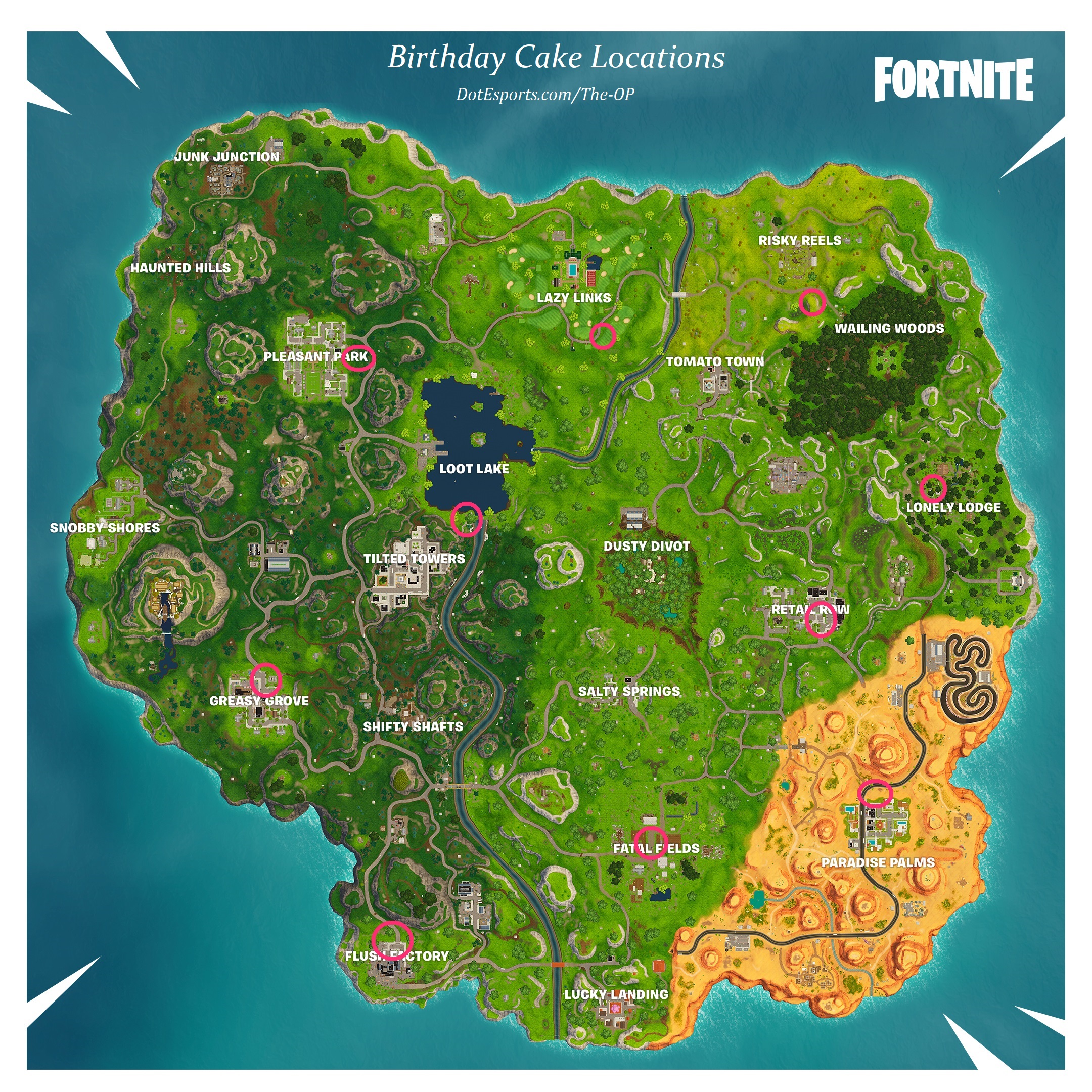 Fortnite Birthday Cake Location Map