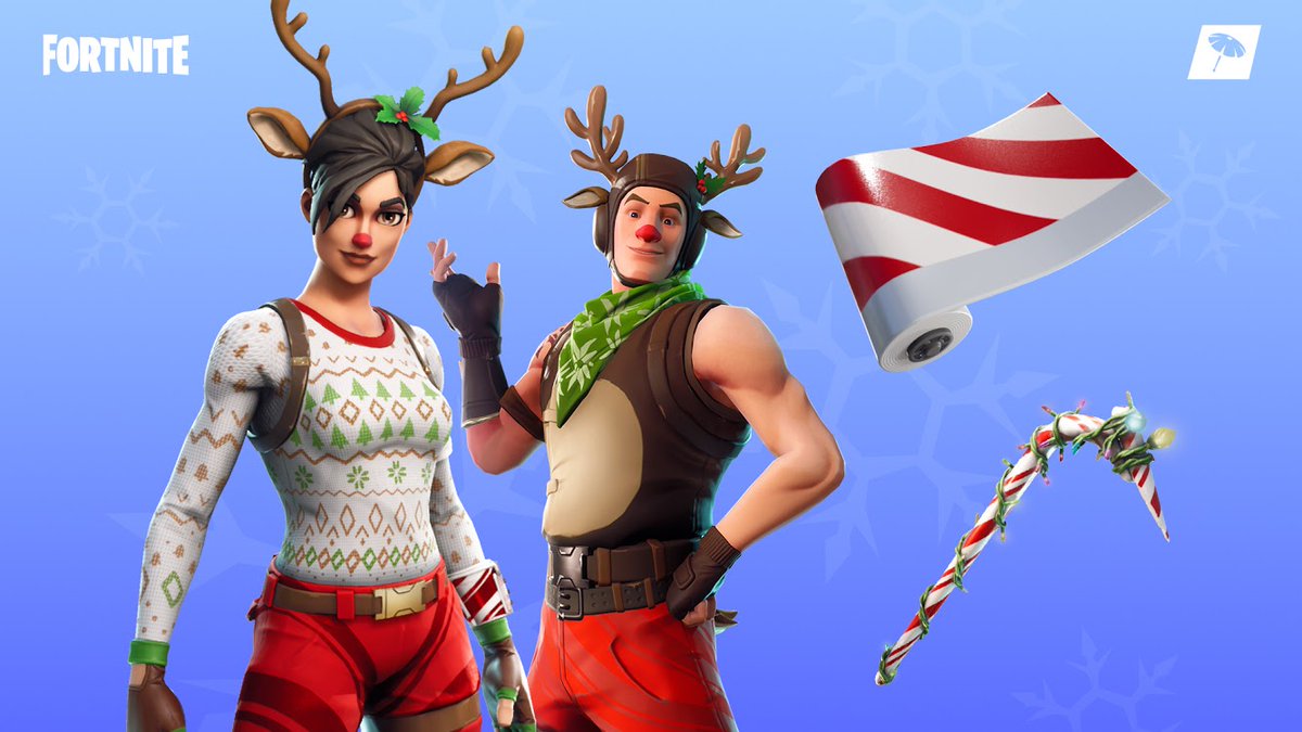 fortnite gets red nosed ranger and candy cane wrap as new christmas cosmetics - fortnite candy cane