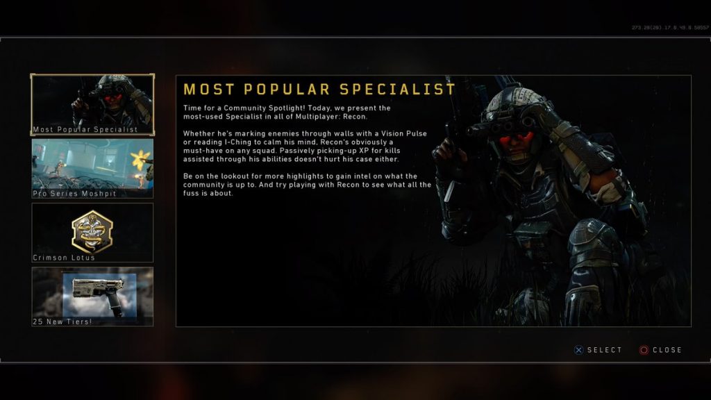 Recon is the mostused Specialist in Call of Duty Black