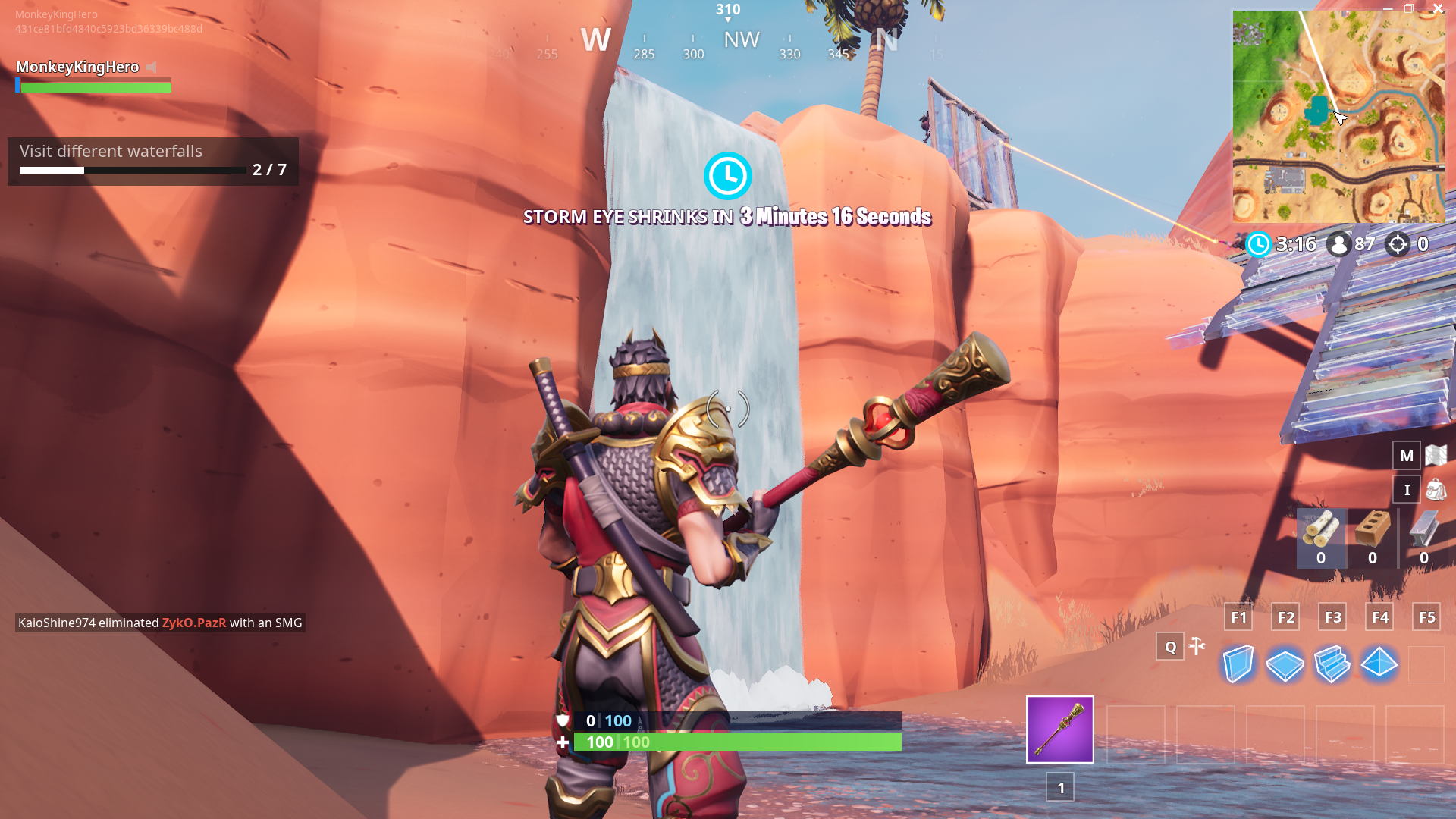 Fortnite visit different waterfalls