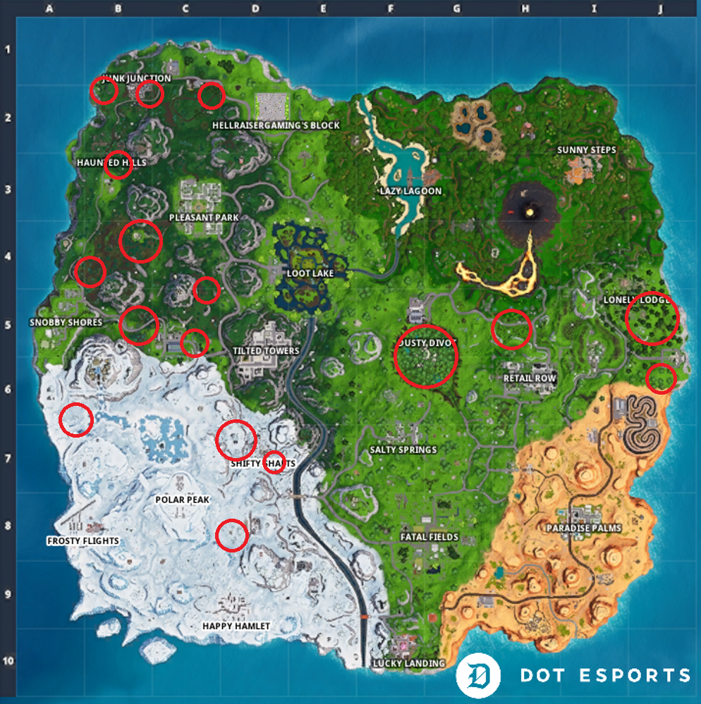 mushroom locations map - mushrooms fortnite season 8