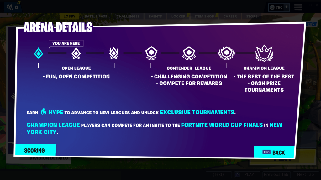 Fortnite S Arena Mode Guide Divisions Leagues Hype And More Dot Esports