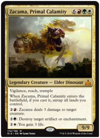 Zacama, Primal Clamity nine mana win condition in Momir MTG Arena event