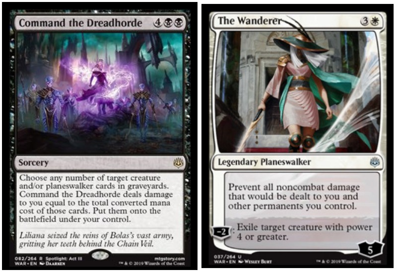 Liliana Command the Dreadhorde and The Wanderer planeswalker in MTG War of the Spark make a deadly and broken combo