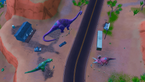 screengrab via epic games - dance between 3 dinosaurs fortnite location