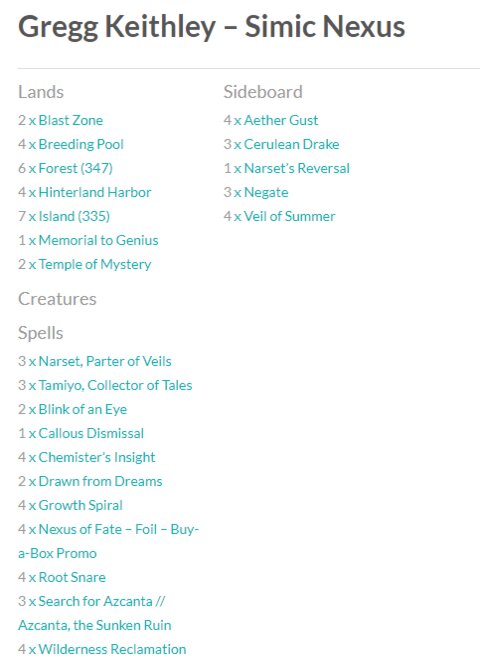 MTG Simic Nexus deck Grand Prix Denver