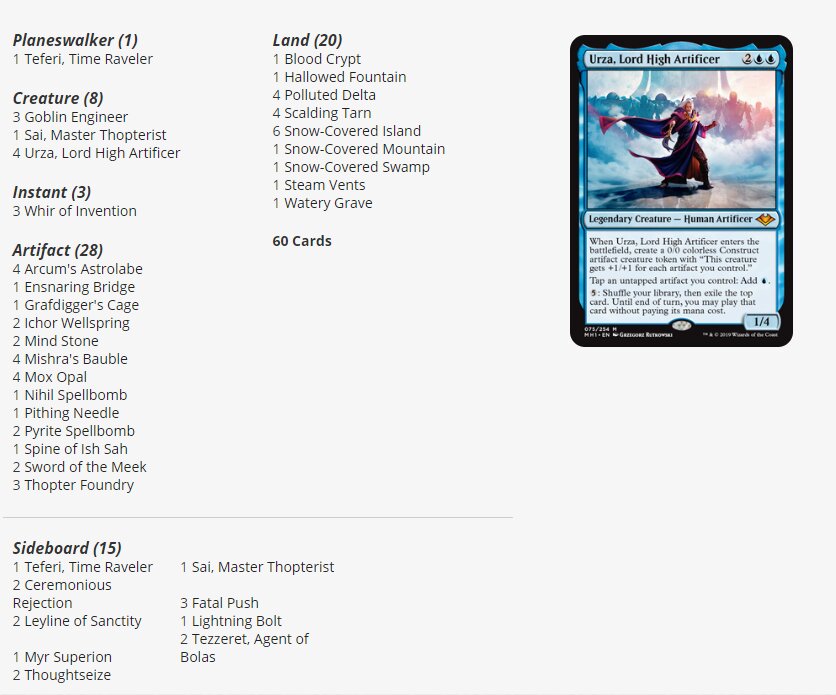 BBD Four Colored Urza Modern deck MCIV Magic the Gathering