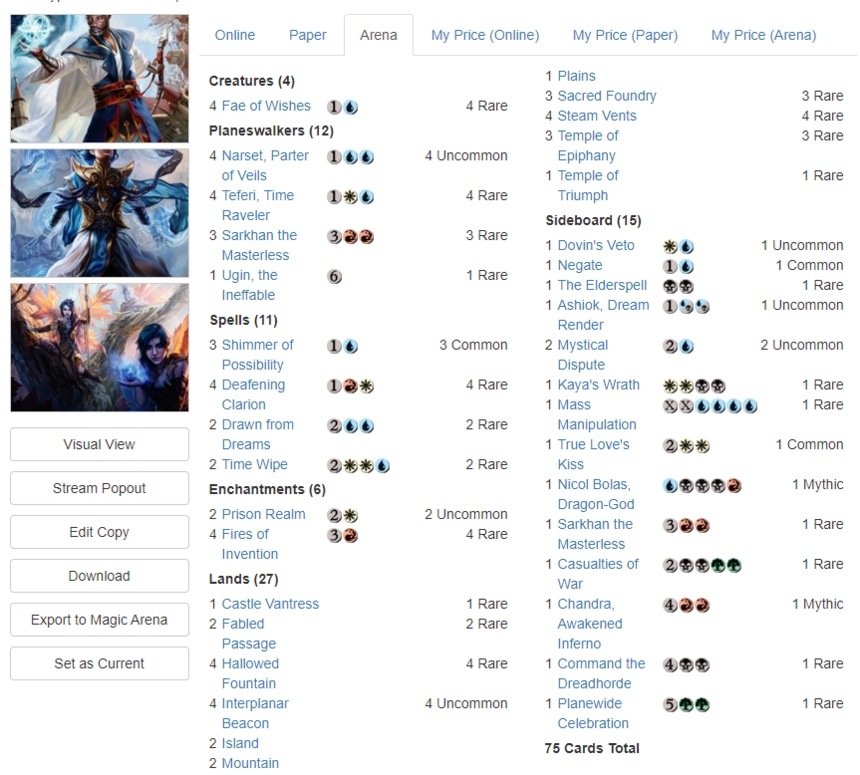 Ali Eldrazi Jeskai Superfriends Fires Fandom Legends decklist MTG Arena