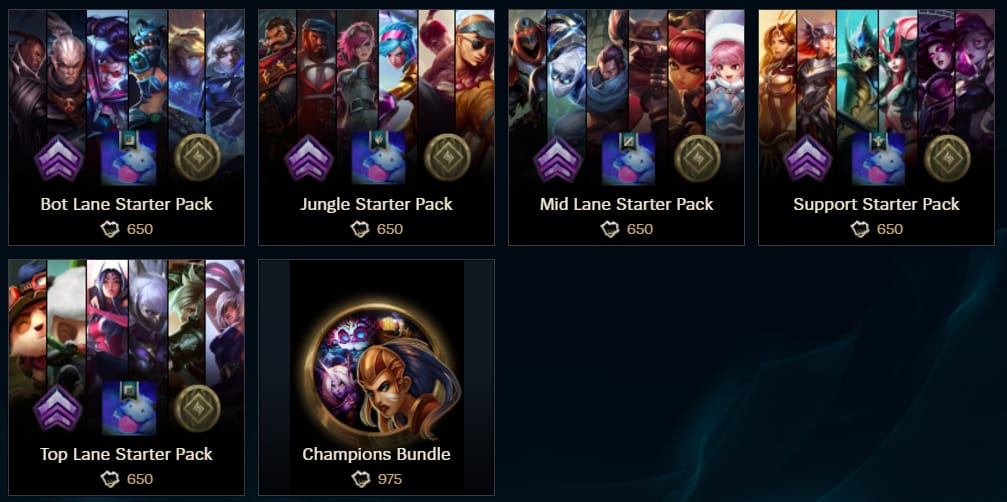 Riot Releases New League Of Legends Starter Packs For Each