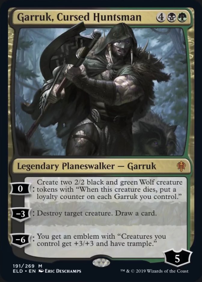 Garruk Cursed Huntsman Magic Throne of Eldraine