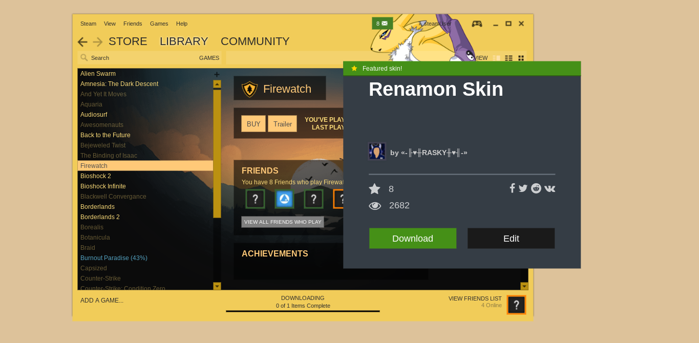 The Renamon skin is dedicated to everyone's favorite Pokémon. We recommend this skin for furries and furries at heart.